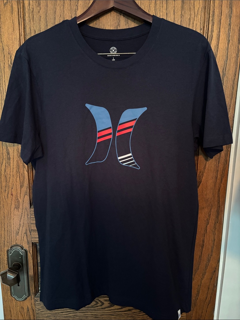 Hurley Navy Short Sleeve Tee with Blue and Red Logo